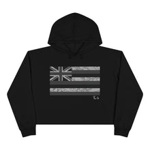 Load image into Gallery viewer, Kanaka Kollection Tribal Flag Cropped Hoodie (B&amp;W)
