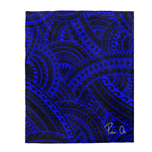 Load image into Gallery viewer, Tribal Velveteen Plush Blanket (Royal Blue)