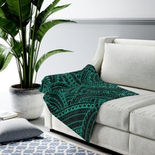 Load image into Gallery viewer, Tribal Velveteen Plush Blanket (Teal)