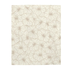 Load image into Gallery viewer, Hibiscus Velveteen Plush Blanket (Off White)