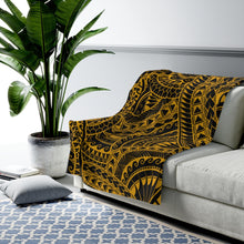 Load image into Gallery viewer, Tribal Velveteen Plush Blanket (Yellow)