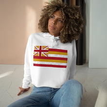 Load image into Gallery viewer, Kanaka Kollection Tribal Flag Cropped Hoodie (White)
