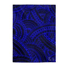 Load image into Gallery viewer, Tribal Velveteen Plush Blanket (Royal Blue)