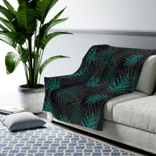 Load image into Gallery viewer, Laua’e Velveteen Plush Blanket (Teal)