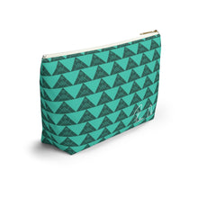 Load image into Gallery viewer, ‘Io Script Accessory Pouch w T-bottom (Teal)