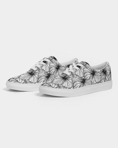 Hibiscus Women's Lace Up Canvas Shoe (B&W)
