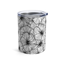 Load image into Gallery viewer, Hibiscus Tumbler Cup 10oz (B&W)