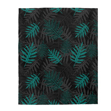 Load image into Gallery viewer, Laua’e Velveteen Plush Blanket (Teal)