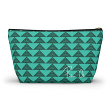 Load image into Gallery viewer, ‘Io Script Accessory Pouch w T-bottom (Teal)
