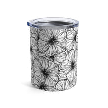 Load image into Gallery viewer, Hibiscus Tumbler Cup 10oz (B&W)
