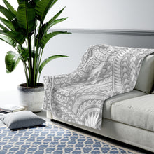 Load image into Gallery viewer, Tribal Velveteen Plush Blanket (White)