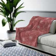 Load image into Gallery viewer, Hibiscus Velveteen Plush Blanket (Light Pink)