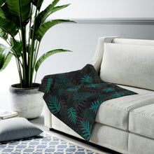 Load image into Gallery viewer, Laua’e Velveteen Plush Blanket (Teal)