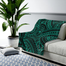 Load image into Gallery viewer, Tribal Velveteen Plush Blanket (Teal)