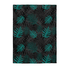Load image into Gallery viewer, Laua’e Velveteen Plush Blanket (Teal)