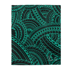 Load image into Gallery viewer, Tribal Velveteen Plush Blanket (Teal)