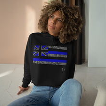 Load image into Gallery viewer, Kanaka Kollection Tribal Flag Cropped Hoodie (Royal Blue)