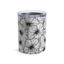 Load image into Gallery viewer, Hibiscus Tumbler Cup 10oz (B&W)