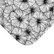 Load image into Gallery viewer, Hibiscus Bath Mat (B&W)