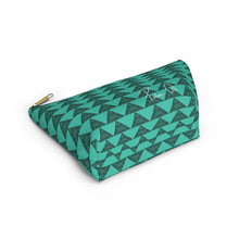 Load image into Gallery viewer, ‘Io Script Accessory Pouch w T-bottom (Teal)
