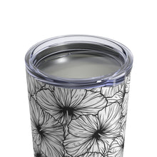 Load image into Gallery viewer, Hibiscus Tumbler Cup 10oz (B&W)