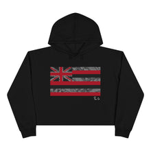 Load image into Gallery viewer, Kanaka Kollection Tribal Flag Cropped Hoodie (Gray)
