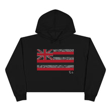 Load image into Gallery viewer, Kanaka Kollection Tribal Flag Cropped Hoodie (Gray)