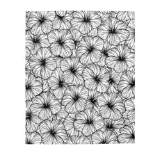 Load image into Gallery viewer, Hibiscus Velveteen Plush Blanket (B&W)