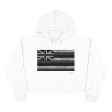 Load image into Gallery viewer, Kanaka Kollection Tribal Flag Cropped Hoodie (B&amp;W)
