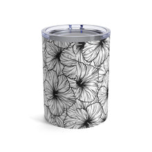 Load image into Gallery viewer, Hibiscus Tumbler Cup 10oz (B&W)