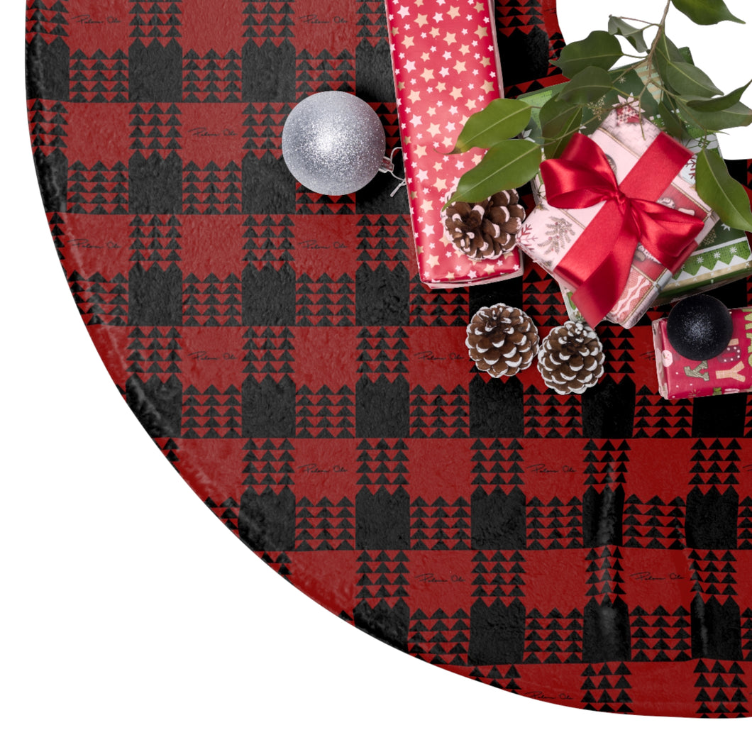 Kanaka Plaid Christmas Tree Skirt (Red)
