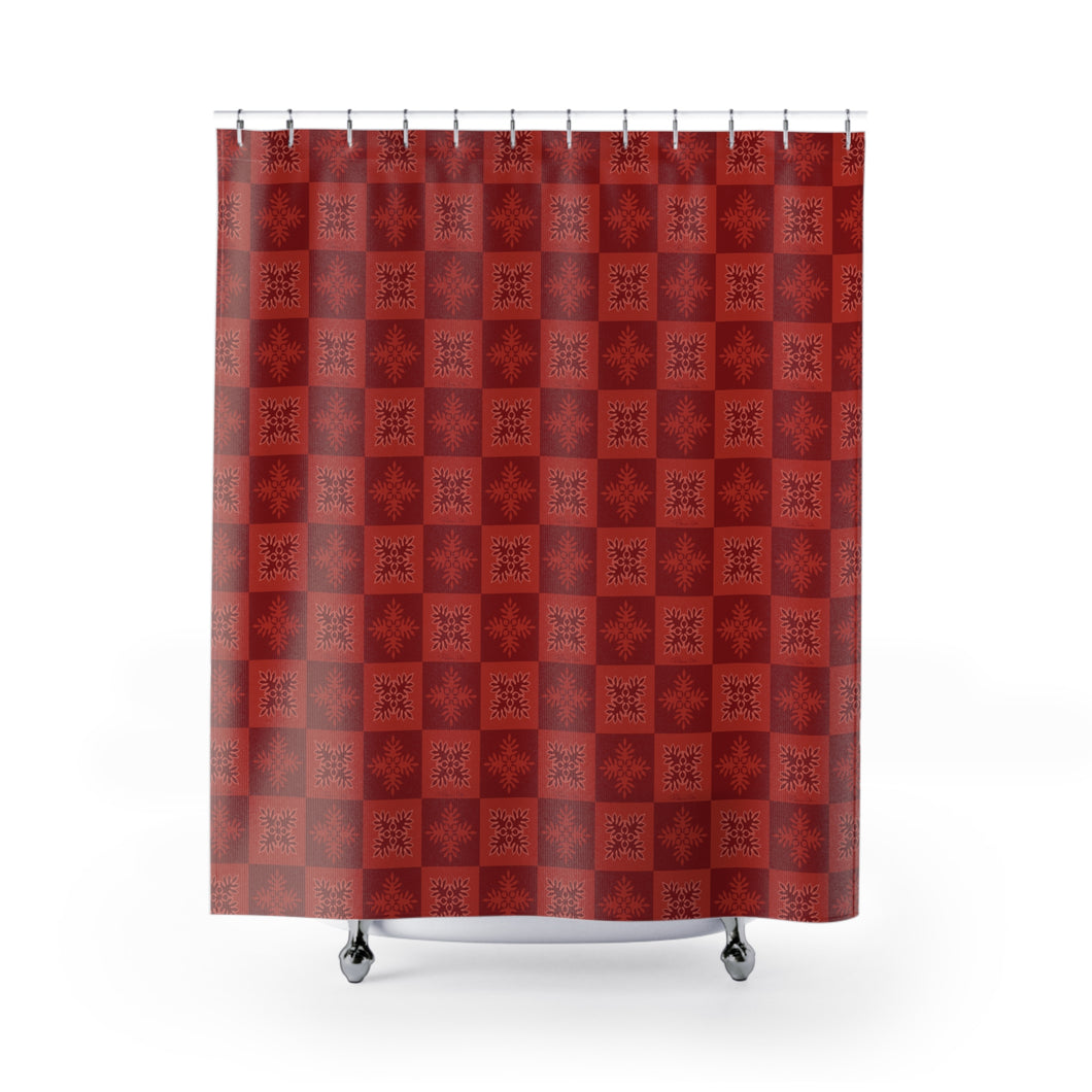 Ulu Quilt Shower Curtain (Light Red)