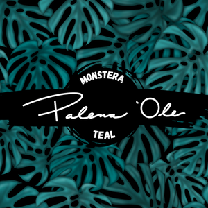 Teal Monstera Seamless Pattern