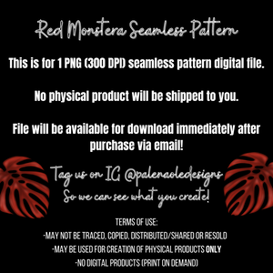 Red Monstera Seamless Pattern