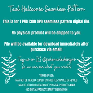 Teal Heliconia Seamless Pattern