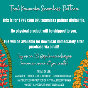 Teal Kauwela Seamless Pattern