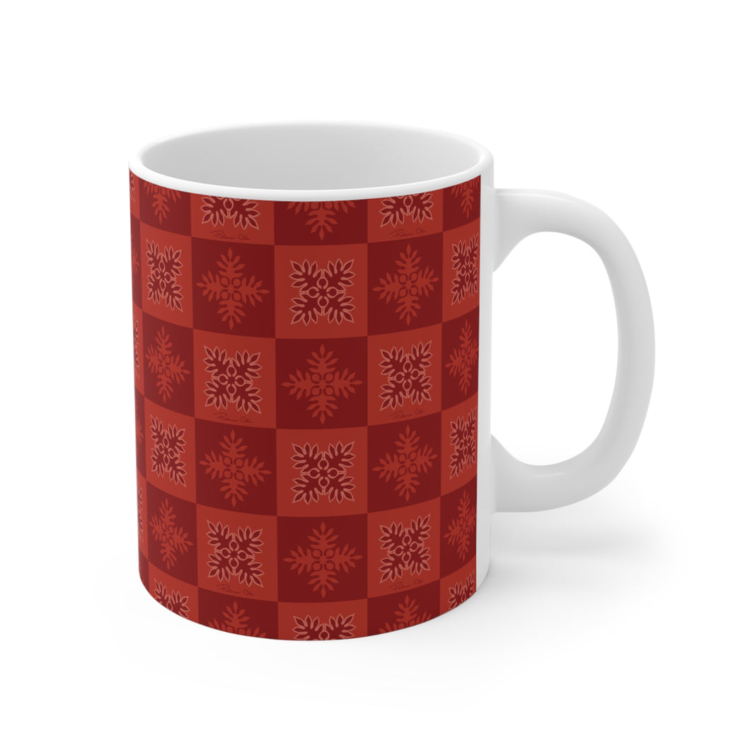 Ulu Quilt Graphic Mug 11oz (Light Red)