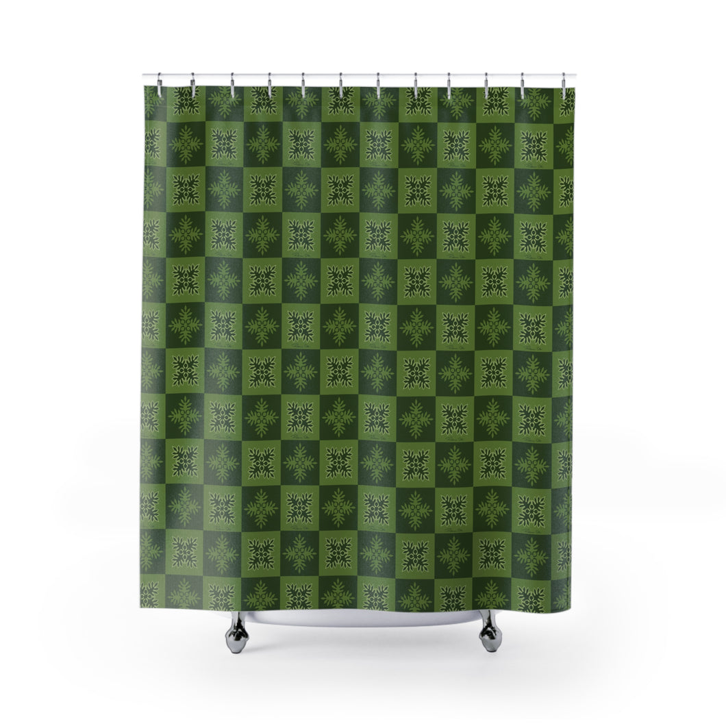 Ulu Quilt Shower Curtain (Light Green)