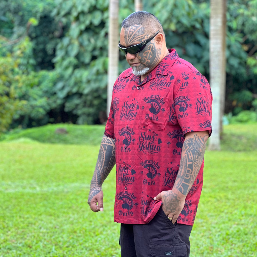 Sons of Yeshua Aloha Shirt (Red & Black)