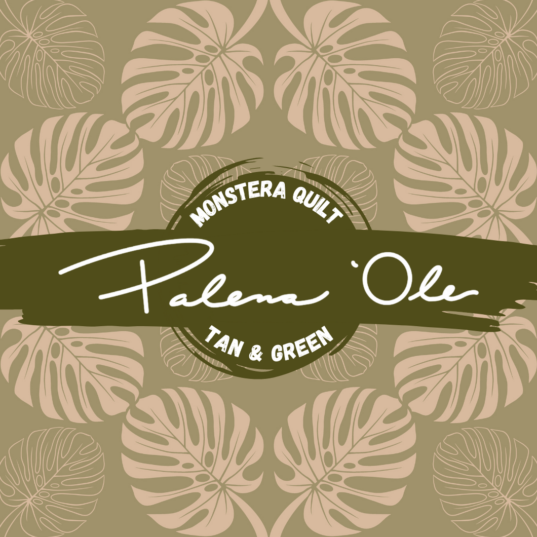 Tan & Green Monstera Quilt Seamless Pattern