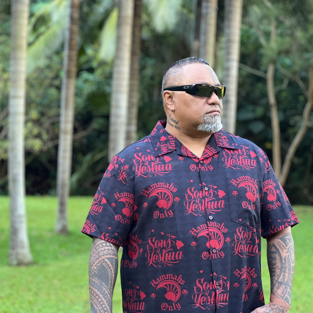 Sons of Yeshua Aloha Shirt (Black & Red)