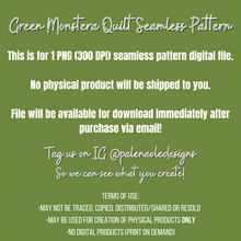 Load image into Gallery viewer, Green Monstera Quilt Seamless Pattern
