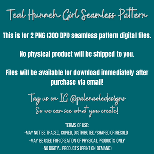 Teal Hunneh Girl Seamless Pattern Set (2 Files included)