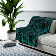 Load image into Gallery viewer, NALU Velveteen Plush Blanket (Black &amp; Teal)
