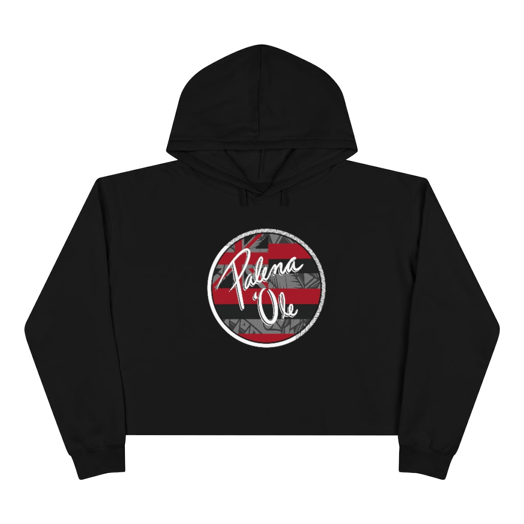 Kanaka Kollection Palena ‘Ole Flag Cropped Hoodie (Gray)