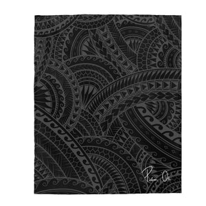 Tribal Velveteen Plush Blanket (Gray)