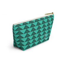 Load image into Gallery viewer, ‘Io Script Accessory Pouch w T-bottom (Teal)
