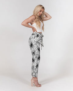 Hibiscus Women's Belted Tapered Pants (B&W)