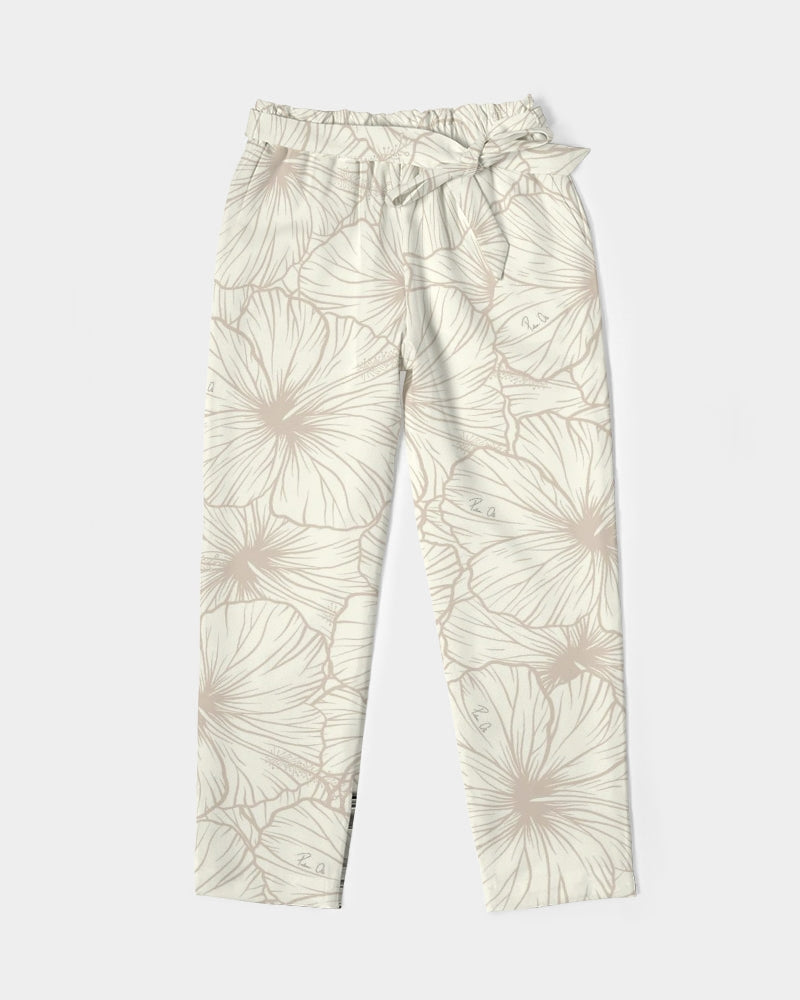 Hibiscus Women's Belted Tapered Pants (Off White)