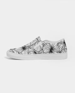 Hibiscus Women's Slip-On Canvas Shoe (B&W)